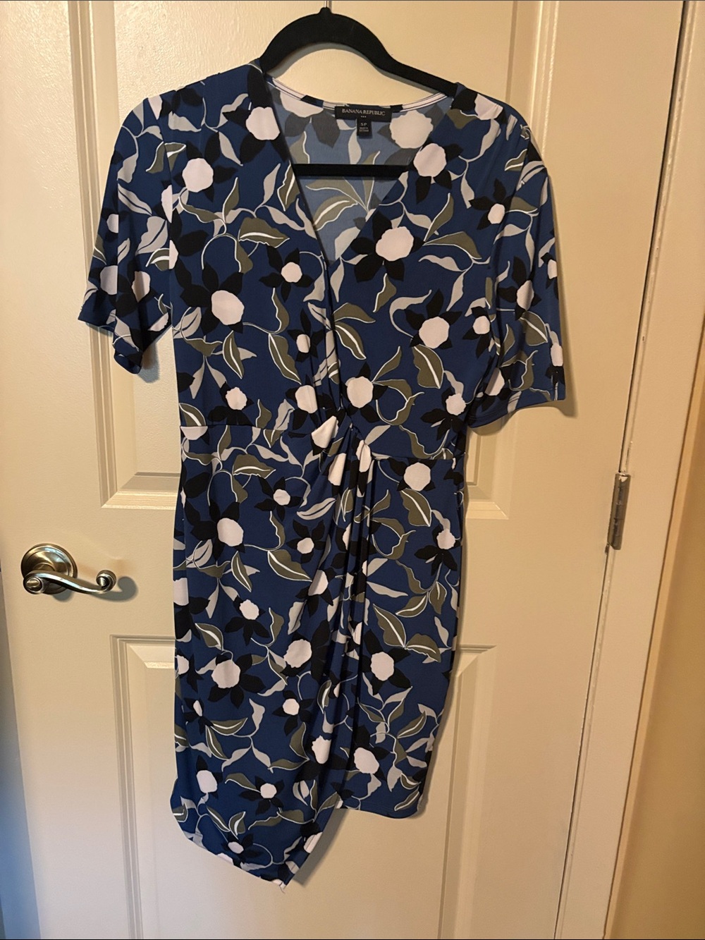 Banana Republic Navy Blue Floral Midi Wrap Dress